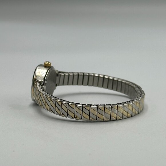 3/$30 Precision by Gruen Watch Women Silver/ Gold Stretch Band Oval Petite - Picture 6 of 13